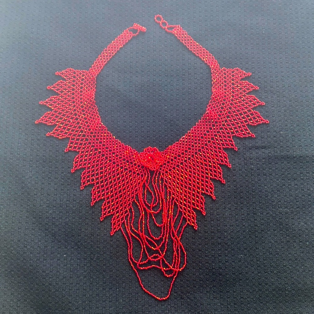 Elegant Red Beaded Necklace